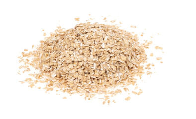 Oat flakes isolated white background, close up. oatmeal. barley flakes. rolled oat
