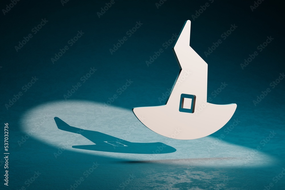 Poster Beautiful abstract illustrations Which hat symbol icon on a dark blue background. 3d rendering illustration. Background pattern for design.