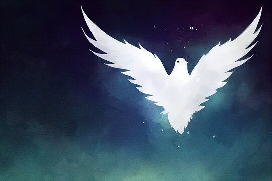 White dove flying in Watercolor Painting Style and Free Clipping path for freedom concept and international day of peace ,Pray for Ukraine and No war concept