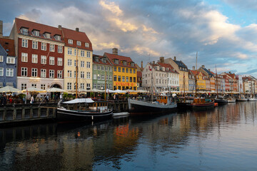 Nyhavn ancient port in Copenhagen, Denmark.