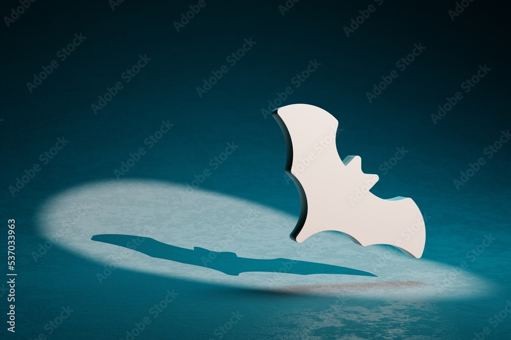 Poster beautiful abstract illustrations halloween bat symbol icon on a dark blue background. 3d rendering i