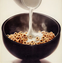 Delicious cereal with milk 3d illustrated 
