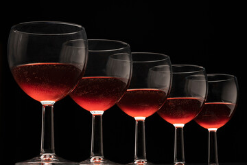 Wine glasses on a black background