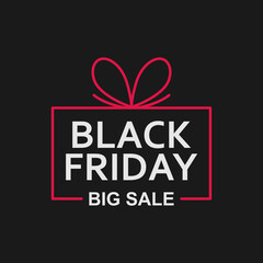Black friday big sale background Gift logo icon emblem Seasonal week concept Modern design style Fashion print clothes greeting invitation card cover flyer promotional poster banner sticker online ad