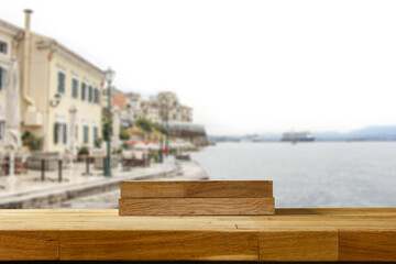 Desk of free space and port landscape. 