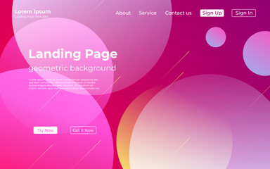 abstract creative red pink colorful geometric landing page background. trendy gradient shapes composition. Eps10 vector.