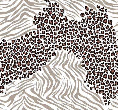 leopard print zebra mix texture seamless pattern, modern fashion design, animal background