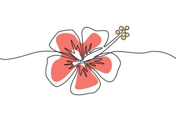 Fleurs-Hibiscus couleurs-ligne continue