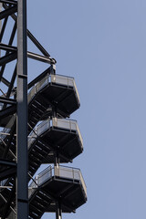Modern building fire external fire escape staircase in London