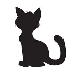 Christmas cat silhouette vector isolated on white background coloring page for kids zentangle cat shirt design, logo, tattoo, decoration and kids coloring book