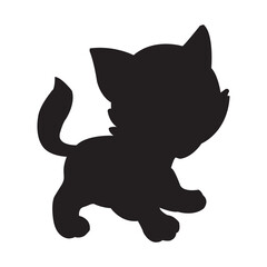 Christmas cat silhouette vector isolated on white background coloring page for kids zentangle cat shirt design, logo, tattoo, decoration and kids coloring book