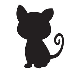 Christmas cat silhouette vector isolated on white background coloring page for kids zentangle cat shirt design, logo, tattoo, decoration and kids coloring book