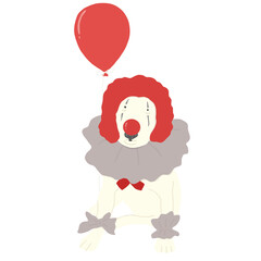 Cute dog with joker costume cartoon 
 