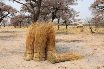 Ballots de paille pour toit de hutte