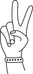 Hand drawn illustration hand gesture peace.
