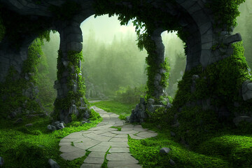 Spectacular Fantasy Scene With a Portal Archway Concept Art