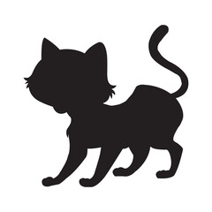 Christmas cat silhouette vector isolated on white background coloring page for kids zentangle cat shirt design, logo, tattoo, decoration and kids coloring book