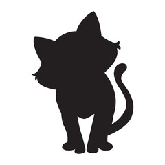 Christmas cat silhouette vector isolated on white background coloring page for kids zentangle cat shirt design, logo, tattoo, decoration and kids coloring book