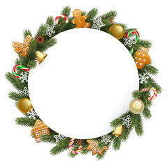 Vector Christmas  Blank Round with Gingerbreads