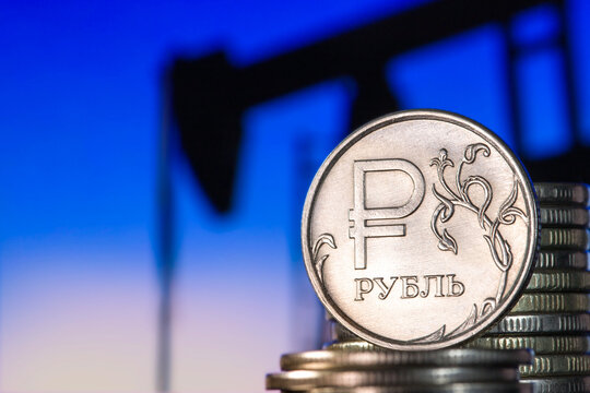 Russian ruble on the background of oil pumps.Oil and gas industry, business and financial background. Mining, oil refinery industry and stock market concept.p
Рayment for Russian gas in rubles 