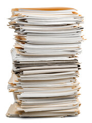 Stack of papers isolated on white background