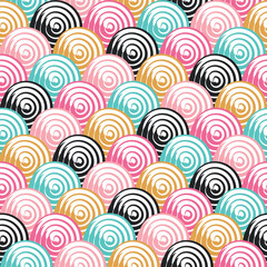 Seamless pattern rainbow swirl pastel. Design for scrapbooking, decoration, cards, paper goods, background, wallpaper, wrapping, fabric and all your creative projects. Vector Illustration