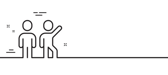 Teamwork line icon. Team work together sign. Business partnership symbol. Minimal line illustration background. Teamwork line icon pattern banner. White web template concept. Vector
