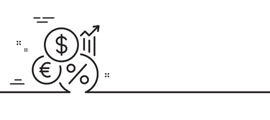 Obraz premium Inflation line icon. Money tax rate sign. Financial interest symbol. Minimal line illustration background. Inflation line icon pattern banner. White web template concept. Vector