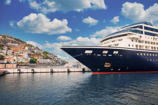 Big cruise liner at sea port of Kusadasi ( no logo!!! )