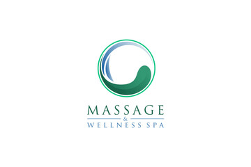 Massage spa logo design liquid yin yang icon nature symbol of flowing life illustration