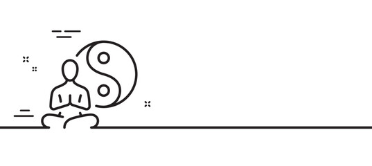 Yoga line icon. Meditation pose sign. Relax body and mind symbol. Minimal line illustration background. Yoga line icon pattern banner. White web template concept. Vector