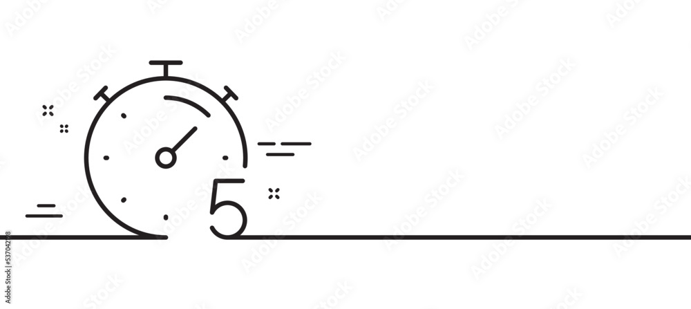 Poster timer 5 minutes line icon. stopwatch time sign. countdown clock symbol. minimal line illustration ba