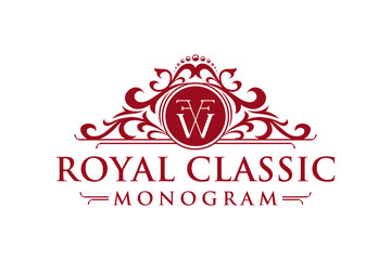 Royal classic border logo design filigree greeting card wedding invitation illustration element