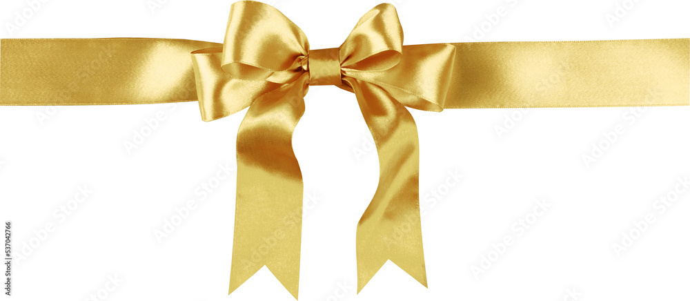 Sticker golden ribbon wrapped in a bow