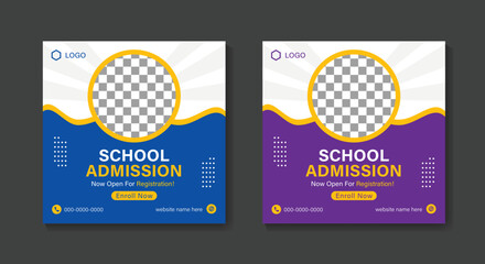 School admission social media post template. school admission template for social media ad.
