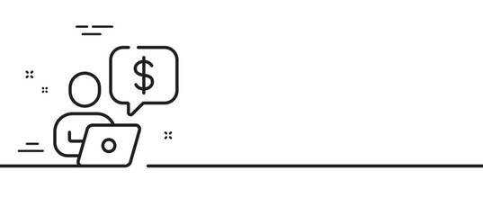 Business person line icon. Online credit money sign. Bank symbol. Minimal line illustration background. Business person line icon pattern banner. White web template concept. Vector
