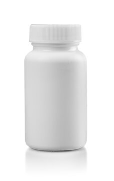 White medical container on white background
