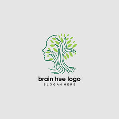 tree brain logo concept. human mind, growth , innovation, thinking, symbol stock illustration.