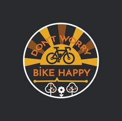Bike vector emblem happy, print, sticker, poster. Vector elements.