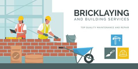 Professional bricklaying and building services - obrazy, fototapety, plakaty