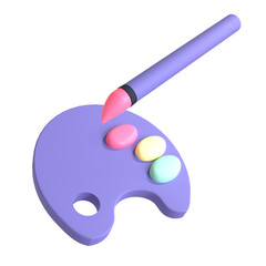 3D color palette illustration with transparent background