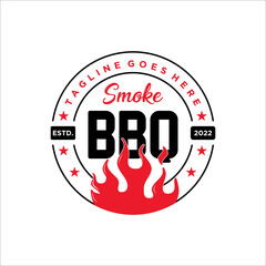 Vintage Retro Rustic BBQ Grill, Barbecue, Barbeque Label Stamp Logo design vector