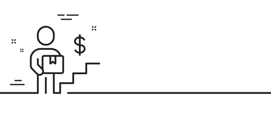 Delivery man line icon. Courier with package sign. Payable service symbol. Minimal line illustration background. Delivery man line icon pattern banner. White web template concept. Vector