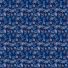 Snowflake patterns. Blue snowflake. Watercolor illustration. 