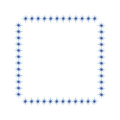 Square snowflakes frame. Blue snowflakes. Watercolor artwork