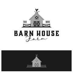 farmhouse vector template. wooden barn graphic illustrations.