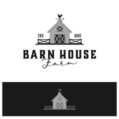 farmhouse vector template. wooden barn graphic illustrations. © khezylicious