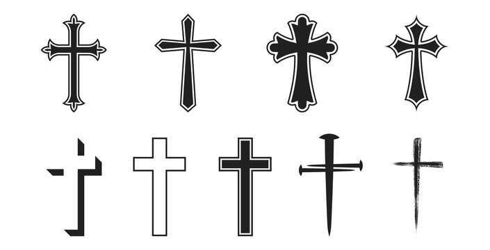 Christian cross icon set. Vector EPS 10