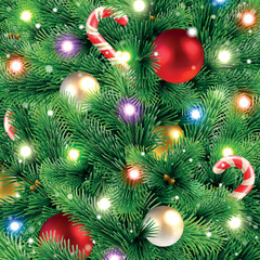 Obraz na płótnie Canvas Christmas Background with Decorated Christmas Tree