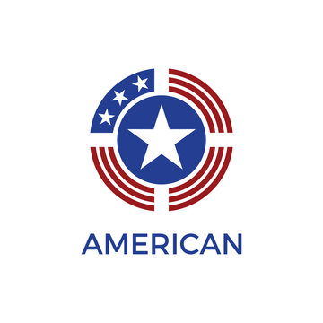american badge emblem logo. American USA Flag Star Wings for Military Veteran Army Patriotic Emblem Badge Label logo design